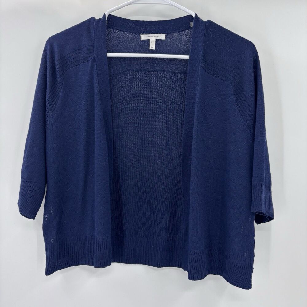 Maurices Navy lightweight Open Front Cardigan Women Medium Cottage 3/4 sleeves